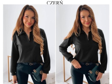 ЭЛЕГАНТНАЯ ГЛАДКАЯ БЛУЗКА-РУБАШКА, ВОРОТНИК, ЦВЕТА L/XL