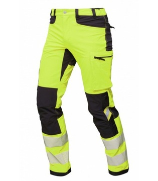 ODBLASKOWE ELASTYCZNE SPODNIE ROBOCZE MĘSKIE STRETCH BoSafety TENSION HiViS