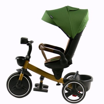 Rowerek dziecięcy trójkołowy Kidsee obracany +LAMPKA + MUZYKA czarno złoty