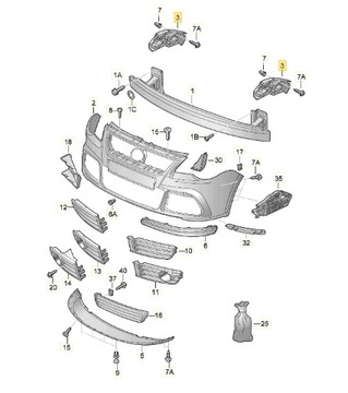 DRŽÁKY DRŽÁK NÁRAZNÍKU VÝZTUHA L+P VW POLO 9N KPL