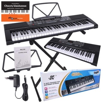 DUŻE ORGANY KEYBOARD PIANINO DO NAUKI 61 KLAWISZY USB MP3 + STATYW + GRATIS