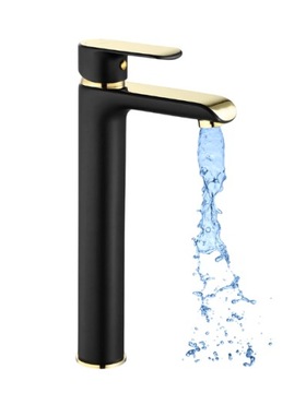 Bateria Umywalkowa Wysoka Bloom Czarno Złota 30cm