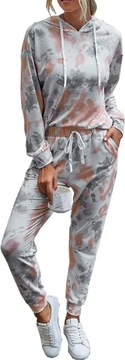 Dwuczęściowy zestaw piżam damskich Tie Dye Casualowa bluza z długim rękawem, S