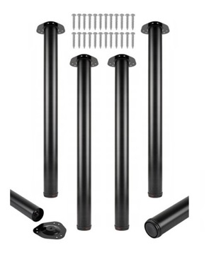 4x NOGA MEBLOWA DO STOŁU BLATU CZARNA H-710+WKRĘTY