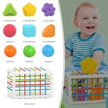 Гибкие антистрессовые сенсорные кубики-сортеры для детей 13 шт.