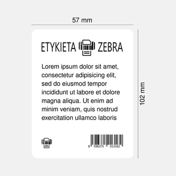 Etykiety termiczne Zebra białe 57x102mm rdzeń 25mm
