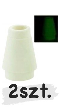 LEGO 2szt Klocek Stożek 1x1 White=Świecący w ciemności 4589b Nowy