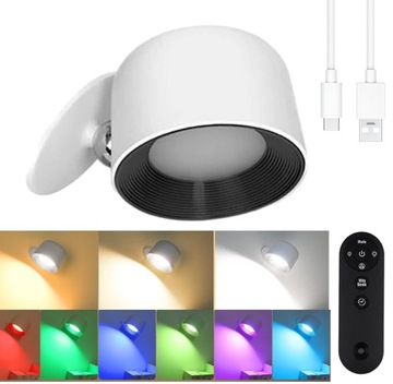 Wewnętrzna magnetyczna lampa ścienna LED RGB 6 kolorów USB 2500mAh