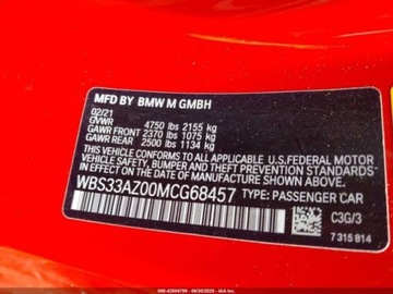 BMW Seria 4 G22-23-26 2021 BMW M4 COMPETITION 2021, od ubezpieczalni 3.0 Benzyna 503KM, zdjęcie 8