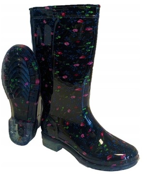 KALOSZE GUMOWCE W KWIATY DAMSKIE PVC FLOWER