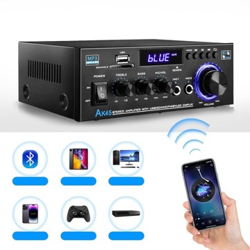 AK45 MINI BLUETOOTH СТЕРЕО АУДИОПРИЕМНИК УСИЛИТЕЛЬ С ФУНКЦИЕЙ FM, 300 Вт