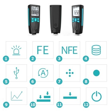 ИЗМЕРИТЕЛЬ ТОЛЩИНЫ КРАСКИ ТЕСТЕР ПОКРЫТИЯ NFE FE АЛЮМИНИЙ АВТОМОБИЛЬНЫЙ USB