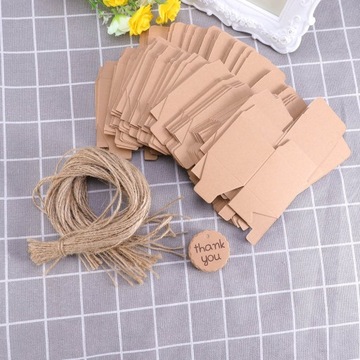 DZIĘKUJEMY PUDEŁKA NA CUKIERKI OPAKOWANIA Z PAPIERU KRAFT PREZENT POZDROWIE GOODIES BOXE 50 ZESTAWÓW