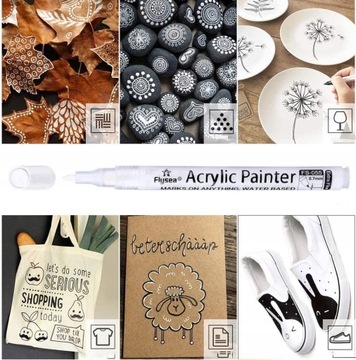 6 ЧЕРНЫХ И БЕЛЫХ АКРИЛОВЫХ МАРКЕРОВ, ВОДОНЕПРОНИЦАЕМЫЕ МАРКЕРЫ, МЕТКИ ДЛЯ КАМНЯ