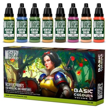 Green Stuff Paint Set - Basic Colours vol. 1 - farby 8 szt.