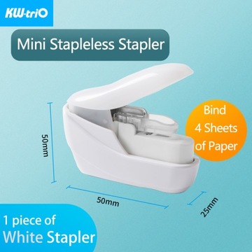 Biały zszywacz-1 szt Mini zszywacz bez zszywek, tw