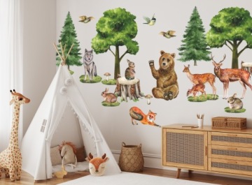 НАКЛЕЙКИ НА НАСТЕНУ ЛЕСНЫЕ ЖИВОТНЫЕ 100х100см ЛЕС10