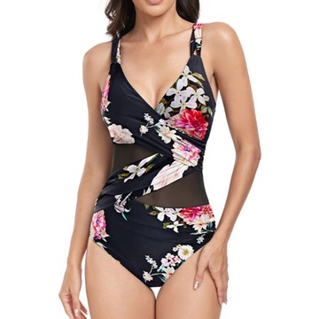 Wyszczuplający czarny strój kąpielowy M-4XL Kolory, 4XL