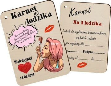 Prezent na walentynki KARNET BON NA LODZIKA
