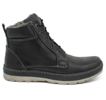 BUTY MĘSKIE ZIMOWE SKÓRZANE POLSKIE 183 CZARNE 41
