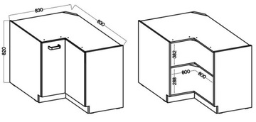 Кухонный шкаф OREO 89x89 DN ZB With TOP NEW