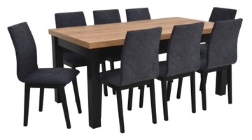 DUŻY stół rozkładany BOHO 90x170/250 i krzesła tapicerowane aksamit 8 sztuk