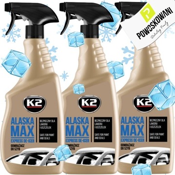 K2 ALASKA MAX 700 ml ODMRAŻACZ DO SZYB ZAMOCHODOWYCH ZESTAW ZIMOWY 3 SZTUKI