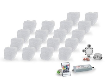 18x Świecąca Kostka Brukowa LED Granit 8x9x6 RGB