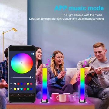 Светодиодная музыкальная лампа RGB, управление через приложение, синхронизация со звуковым компьютером