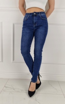 ЖЕНСКИЕ НАРЯДНЫЕ БРЮКИ СТРЕЙЧ ДЖИНСЫ СИНИЙ ТРУБА КЛАССИЧЕСКИЙ L