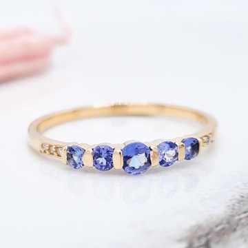 ЗОЛОТОЕ ОБРУЧАЛЬНОЕ КОЛЬЦО, ТАНЗАНИТ И БРИЛЛИАНТЫ