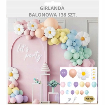 GIRLANDA BALONOWA PASTELOWA STOKROTKI BALONY NA URODZINY KWIATY 138szt
