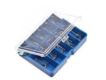 ZESTAW HACZYKÓW Z OCZKIEM150szt ORGANIZER+WIĄZARKA