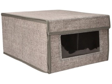 Tekstylne PUDEŁKO ORGANIZER 34x29x18 cm z pokrywką i OKIENKIEM - do SZAFY