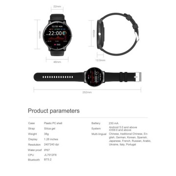 SmartWatch Круглые Bluetooth Шаги Уведомления о здоровье Водонепроницаемые