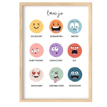 PLAKAT EDUKACYJNY FOTO OBRAZ 21x30 MONTESSORI EMOCJE PRZEDSZKOLE 30x21