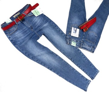 M.SARA DAMSKIE MODELUJĄCE SPODNIE JEANSY PUSH UP PASEK ORYGINALNA PUPA