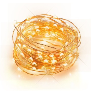 LAMPKI DRUCIKI 20 LED BATERIE BIAŁE CIEPŁE ŚWIATŁO