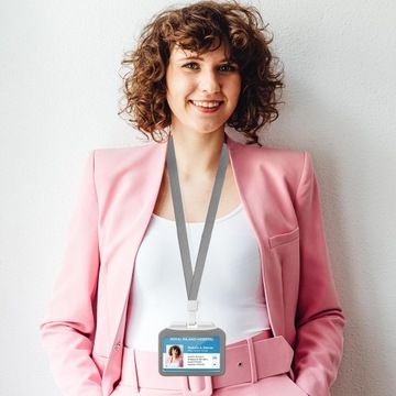 4x ID BADDER С ЛЕНТОЙ, ПОВОДОК, ДЕРЖАТЕЛЬ, ДВУХСТОРОННИЙ ДЛЯ КАРТОЧКИ, ГОРИЗОНТАЛЬНЫЙ 6063