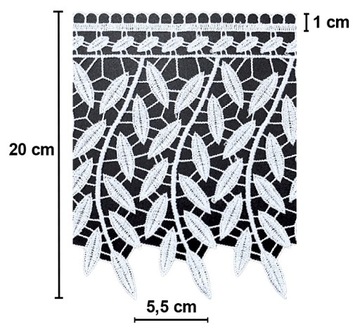 Taśma gipiura koronka ozdobna biała wys. 20 cm