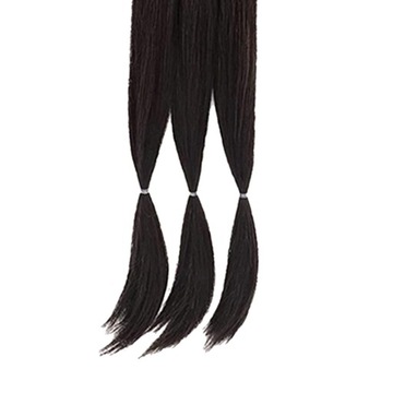 Длинная коса. Наращивание хвоста. Синтетические волосы для наращивания черно-коричневого цвета.