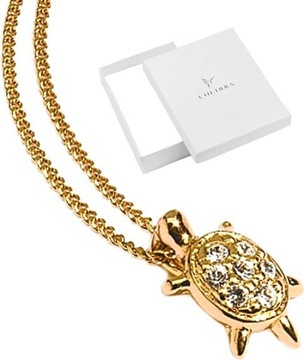 ZŁOTY NASZYJNIK ŻÓŁWIK TRENDY KRYSZTAŁY SWAROVSKI