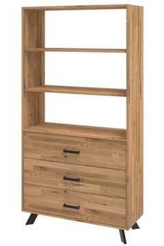 Regał dębowy z szufladami na książki 193x80x40