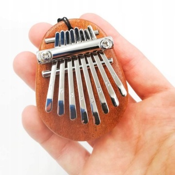 MINI KALIMBA do nastrojenia, instrukcja, smycz - drewniana 8 tonowa OWALNA