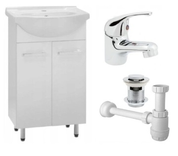 Szafka z umywalką 45 cm + syfon + kklak + bateria
