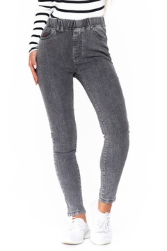 JEANSY SKINNY DAMSKIE Z WYSOKIM STANEM RURKI MORAJ XL GRAFITOWE