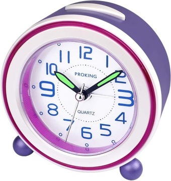 Budzik zegar analogowy dla dzieci ciche tykanie lampka nocna alarm