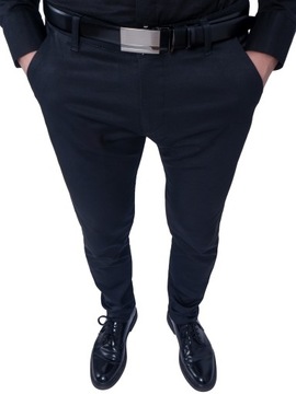Spodnie eleganckie męskie czarne gładkie r.45
