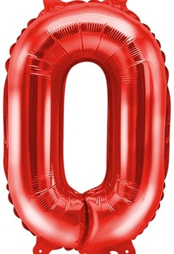 Balon foliowy LITERA O czerwony mały 35 cm NAPIS NA URODZINY metalik
