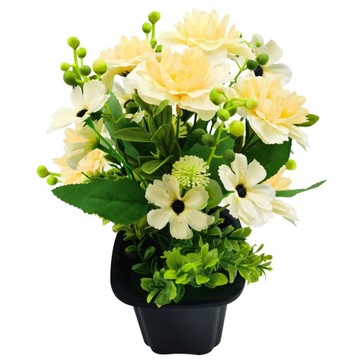 Искусственные цветы в горшке, украшение букета.